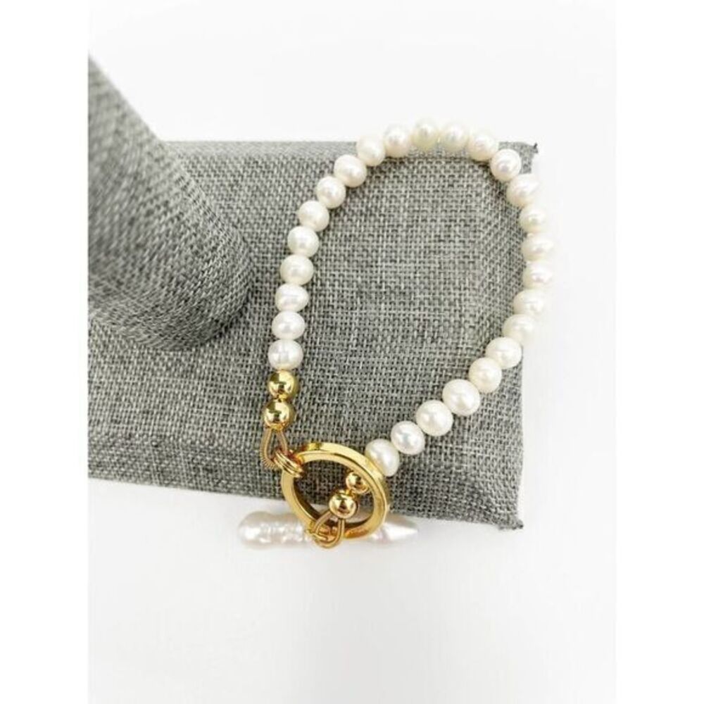 TORY BURCH Natural Pearl Gold Bracelet